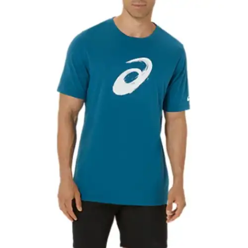 Asics Paintbrush Short Sleeve Tee T Shirt Unisex Night Cyan
