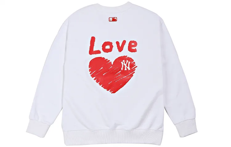 MLB Heart Love Sweatshirts Unisex White Crew Neck Moderate Regular