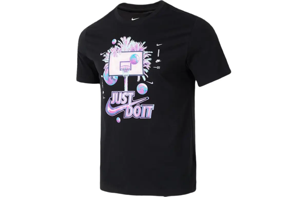Nike T-Shirts Men's Black Crew Neck Moderate
