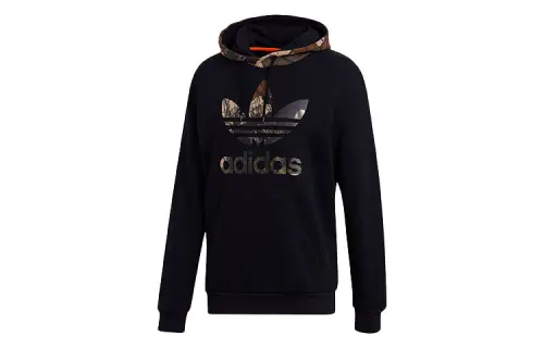 Adidas Originals Trefoil Sweatshirts Men's Black Hooded Moderate Regular