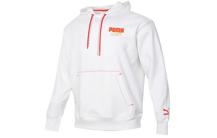 PUMA Sweatshirts Men's White Hooded Moderate Regular