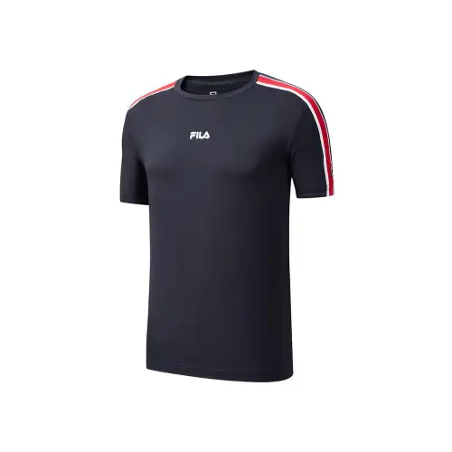 FILA T Shirts Men's Navy Blue Crew Neck Moderate Straight Fit