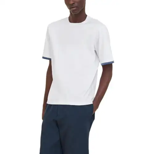 HERMES T Shirts Men's White Crew Neck Moderate Straight Fit