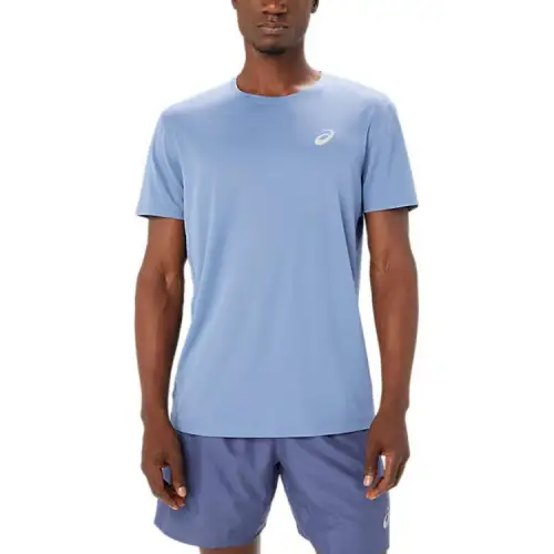 ASICS T Shirts Men's Blue Crew Neck Moderate