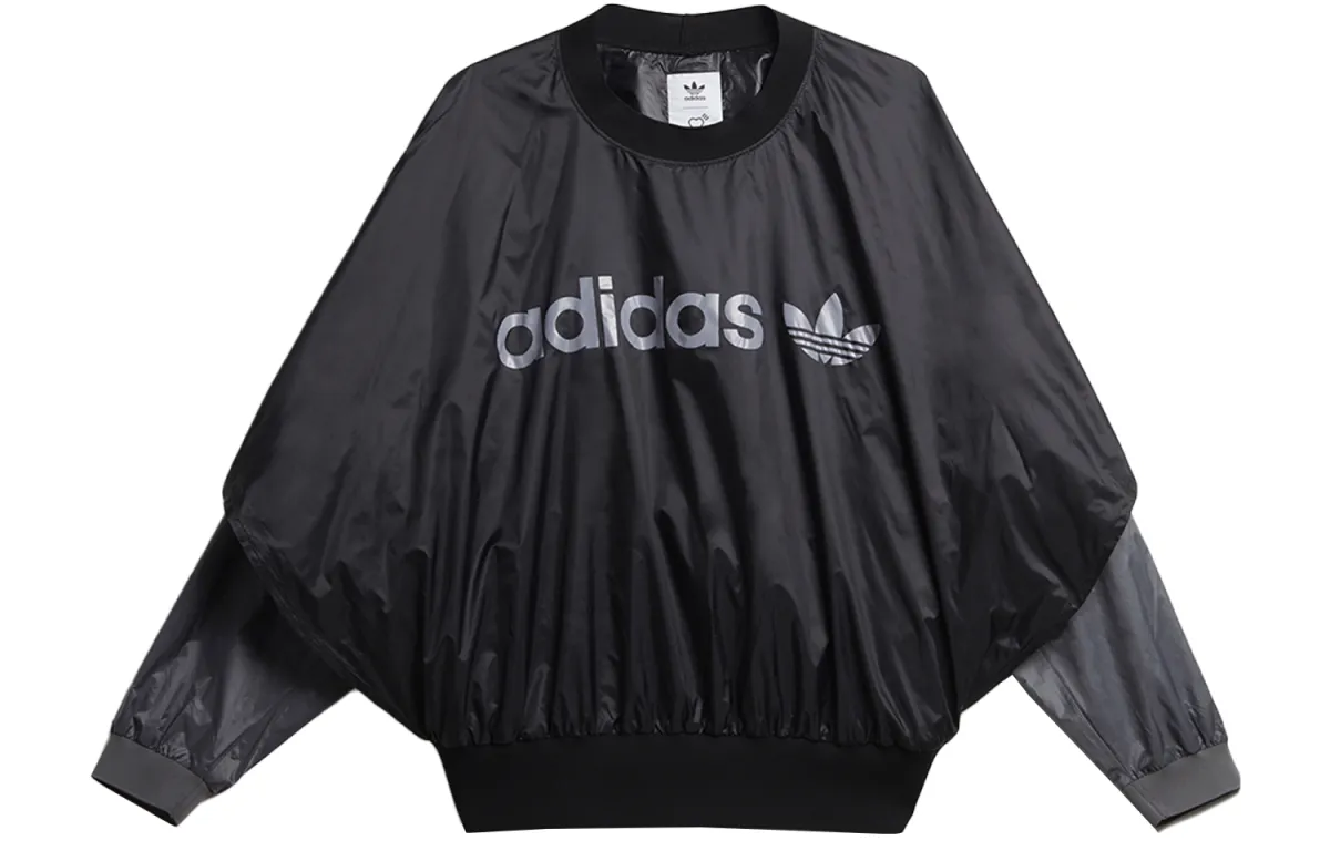 Adidas Originals X HUMAN MADE Sweatshirts Men's Black Crew Neck Moderate Mock Two-Piece