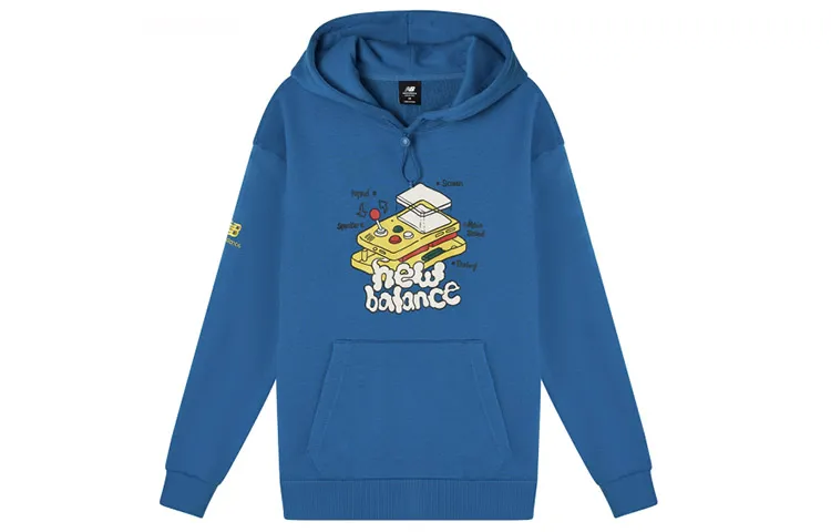 New Balance ZPZ Graphic Print Hooded Comfortable Fleece Lined Casual Long Sleeved Sweatshirt Men's Blue