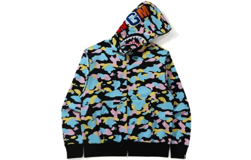 Bape New Multi Camo Shark Relaxed Full Zip Hoodie