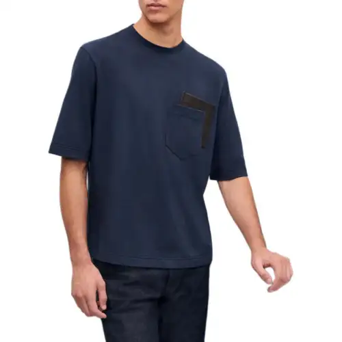 HERMES SS25 T Shirt Men's Deep Sea Blue