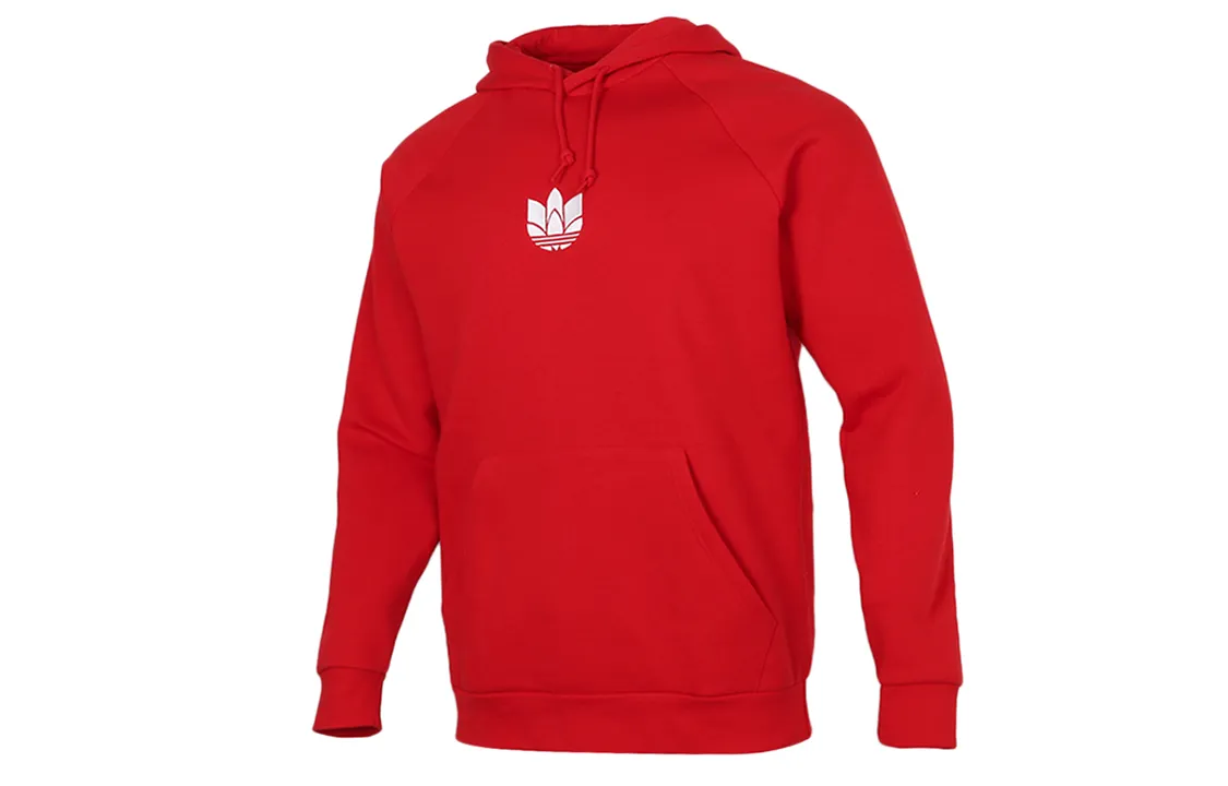 Adidas Originals Trefoil Sweatshirts Men's Red Hooded Moderate Straight Fit