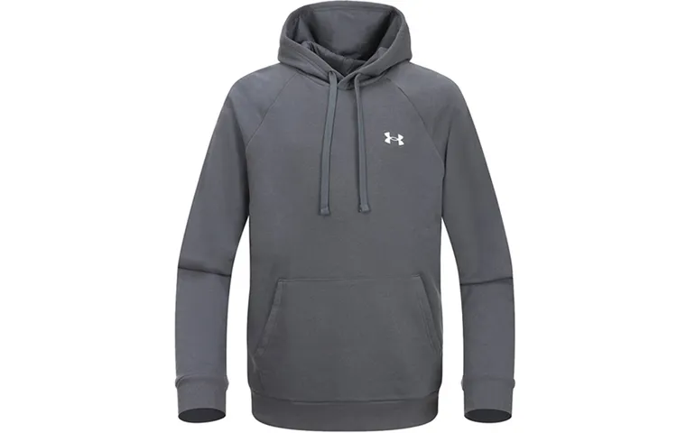 Under Armour Rival Sweatshirts Men's Gray Hooded Moderate Straight Fit