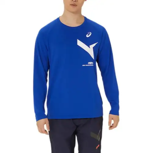 ASICS T Shirts Men's Blue Crew Neck