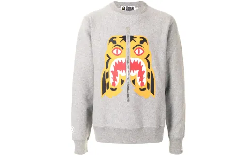 A BATHING APE Sweatshirts Men's Gray Crew Neck Moderate Regular