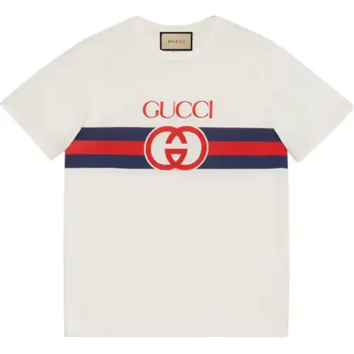 GUCCI T Shirts Men's White Crew Neck Moderate Straight Fit