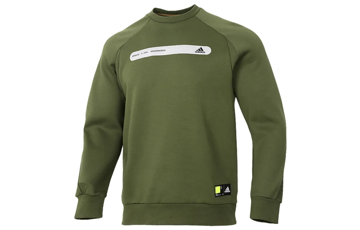 Adidas Sweatshirts Men's Green Crew Neck Moderate Regular