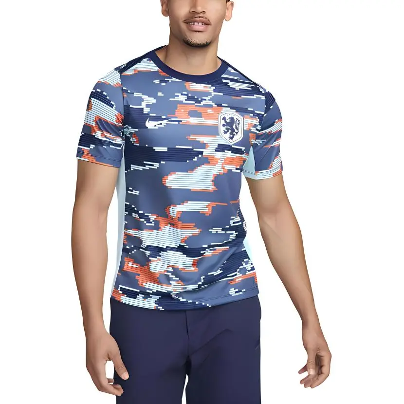 Nike T-Shirts Men's Blue With White Lettering Crew Neck Moderate Straight Fit