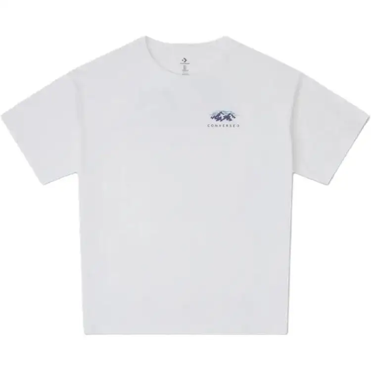 Converse T Shirts Men's White Crew Neck Moderate Straight Fit
