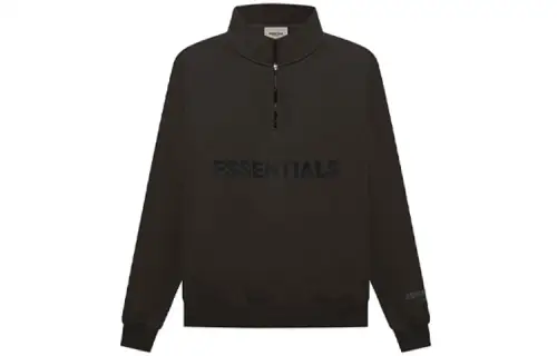 Fear Of God Essentials Half Zip Pullover Sweater Weathered Black