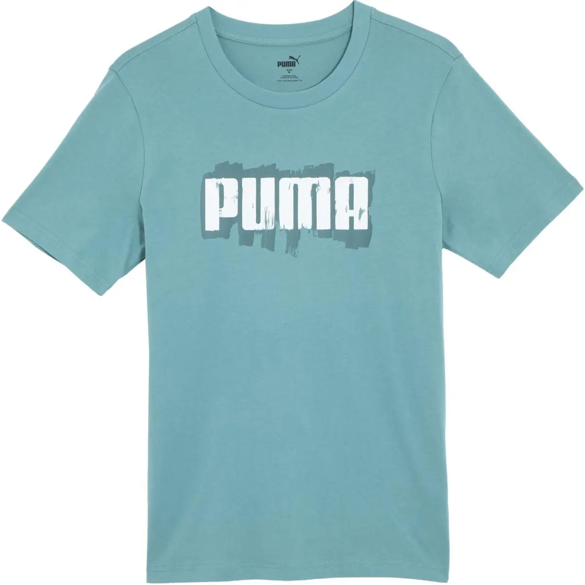 PUMA T-Shirts Men's Gray Blue Crew Neck Moderate Straight Fit