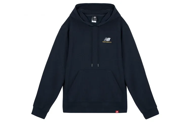 New Balance Sweatshirts Unisex Navy Blue Hooded Moderate Straight Fit