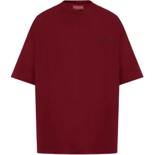 GUCCI Logo Embroidered Jersey T Shirt