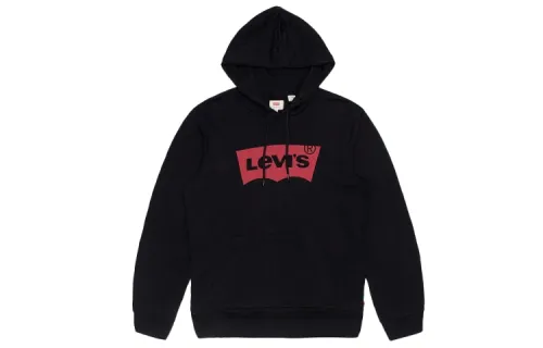 Levis Sweatshirts Unisex Black Hooded Moderate Regular