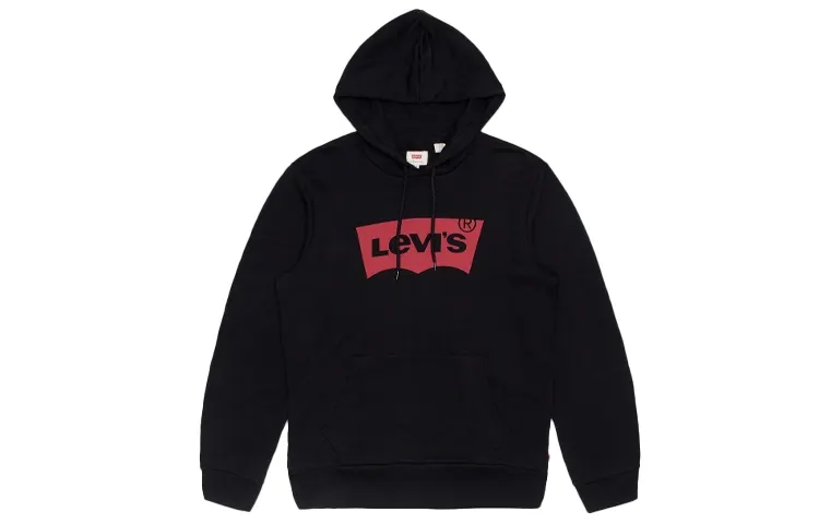Levis Sweatshirts Unisex Black Hooded Moderate Regular