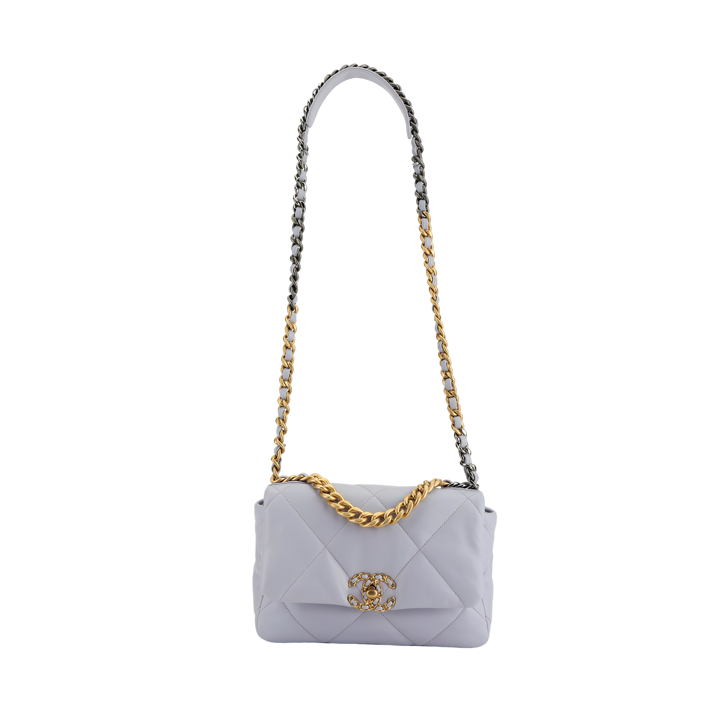 CHANEL 19Bag 19% Sheepskin Material Shoulder Bag, Crossbody Bag Small Women's Light Purple
