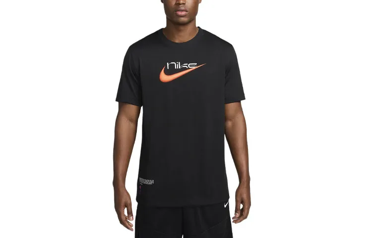 Nike T-Shirts Men's Black Crew Neck Moderate Straight Fit