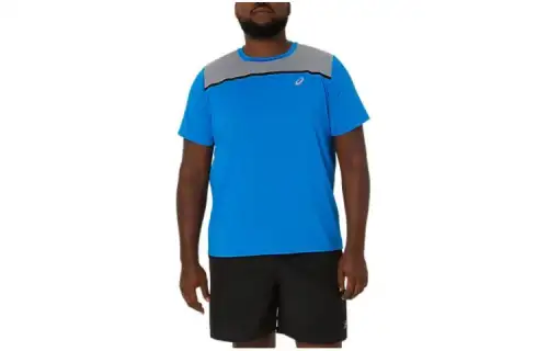 ASICS PR LYTE T Shirts Men's Blue Crew Neck Moderate Straight Fit