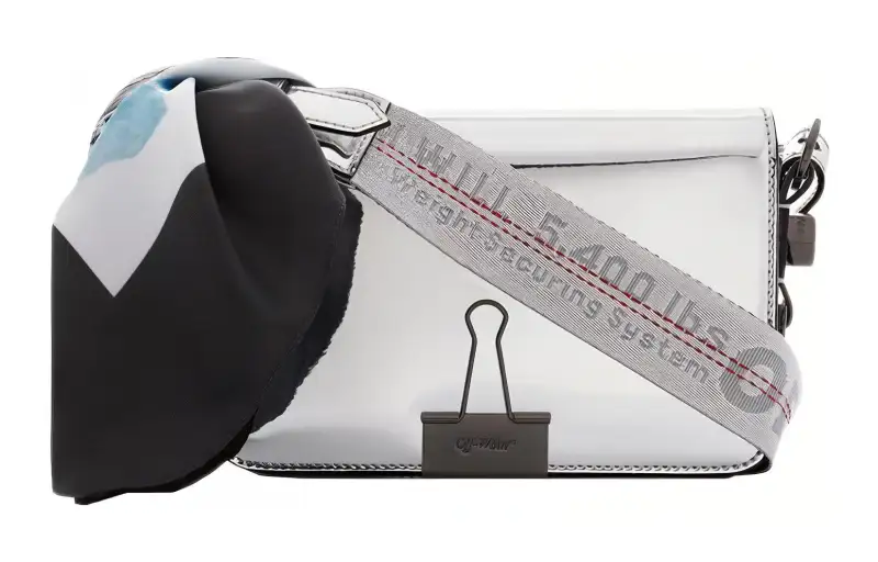 OFF WHITE Cow Leather Crossbody Bag, Shoulder Bag Women's Silver