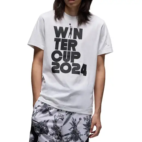 Jordan T Shirts Men's White Crew Neck Moderate Straight Fit