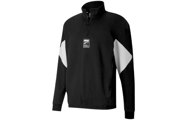 PUMA Sweatshirts Men's Black Stand Collar Moderate Regular
