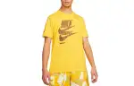 Nike T Shirts Men's Yellow Crew Neck Moderate Straight Fit