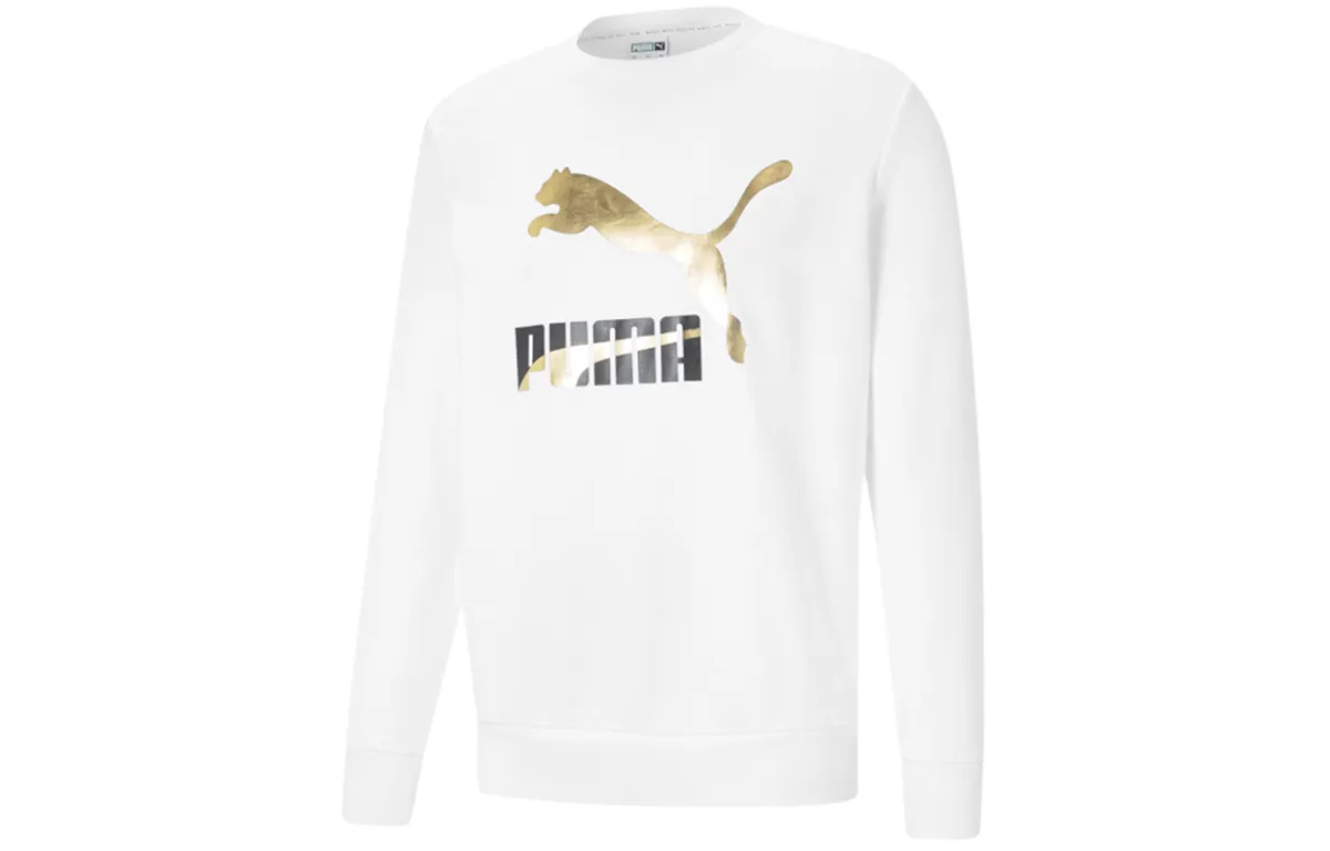 PUMA Sweatshirts Men's White Crew Neck Moderate Straight Fit