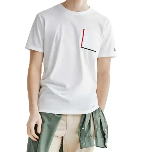 FILA T Shirts Men's White Crew Neck Moderate Straight Fit