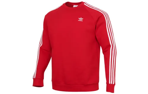 Adidas Originals 3 Stripes Sweatshirts Men's Red Crew Neck Moderate Regular