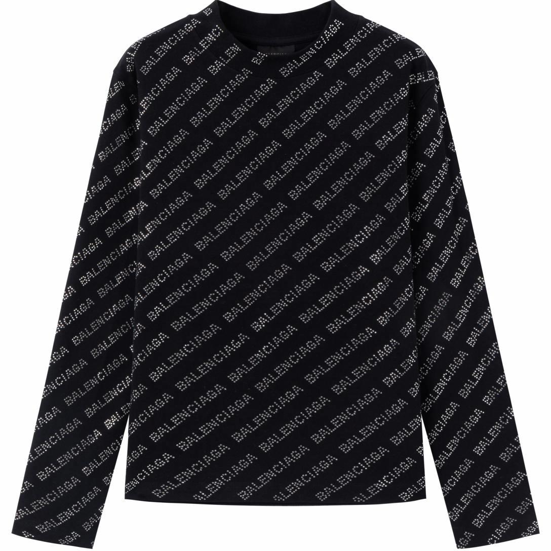 Мужская футболка Balenciaga (черная с пайетками)