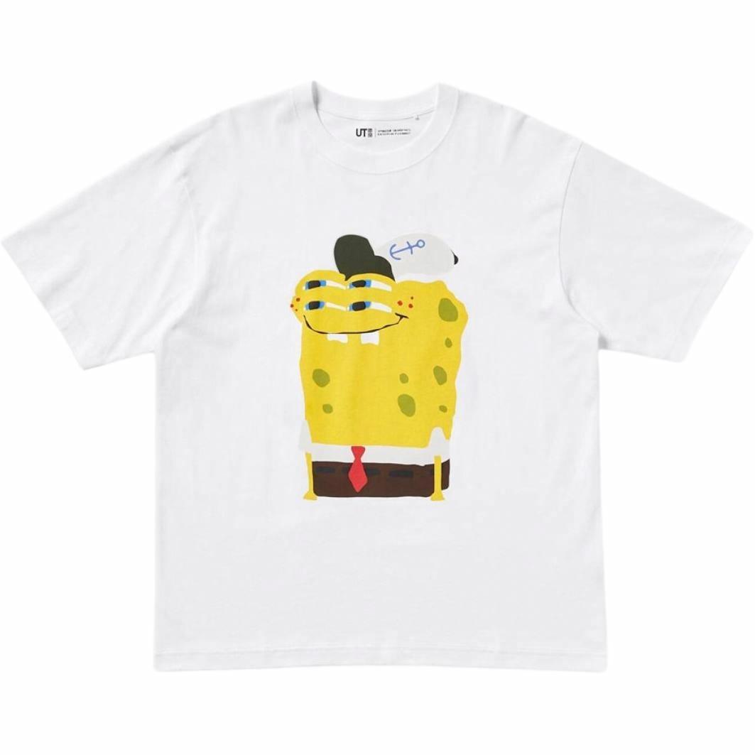 Унисекс футболка UNIQLO CPFM x Спанч Боб (белая)