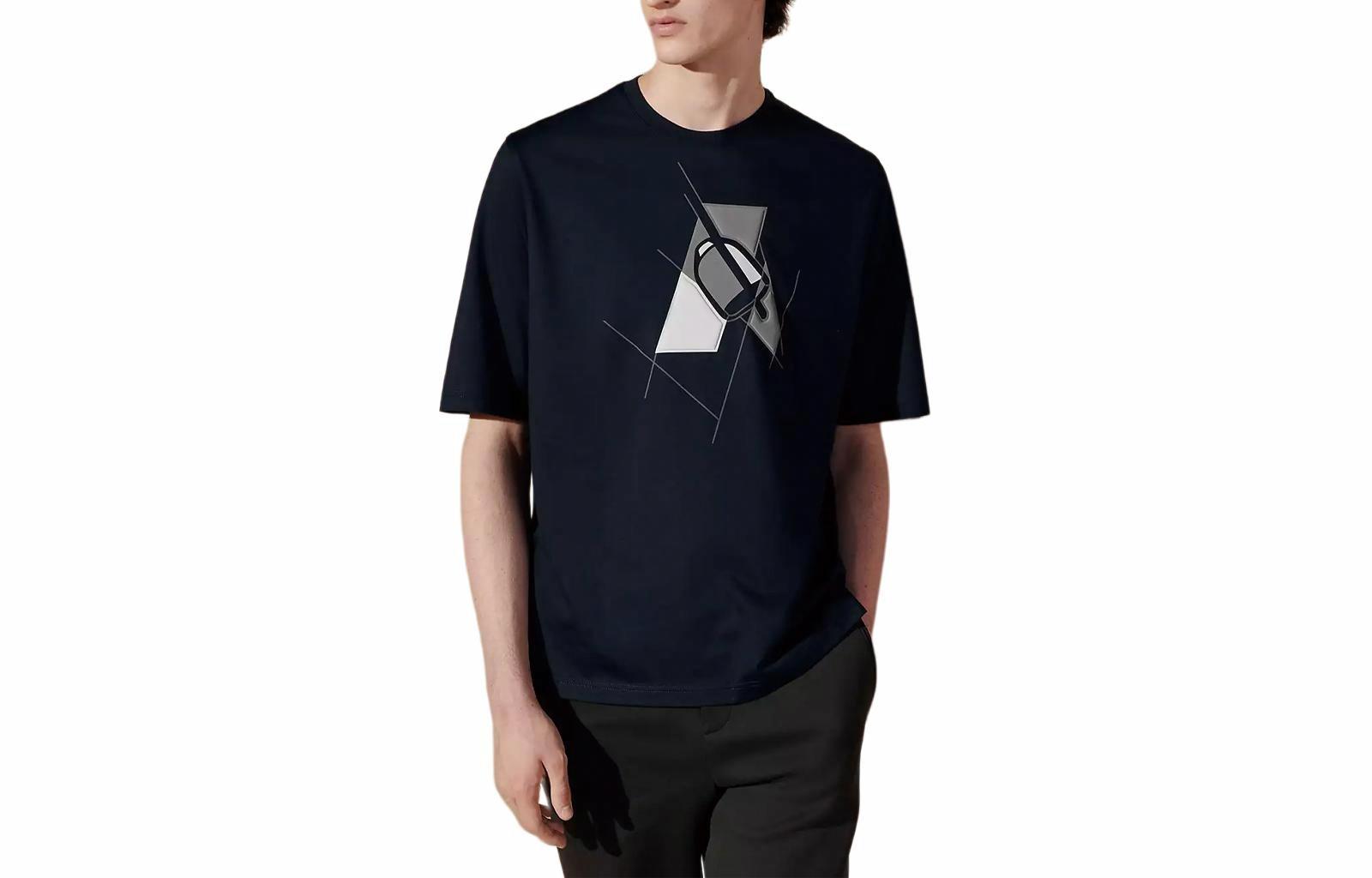 Мужская футболка Hermes Crewneck T-Shirt (темно-синяя)