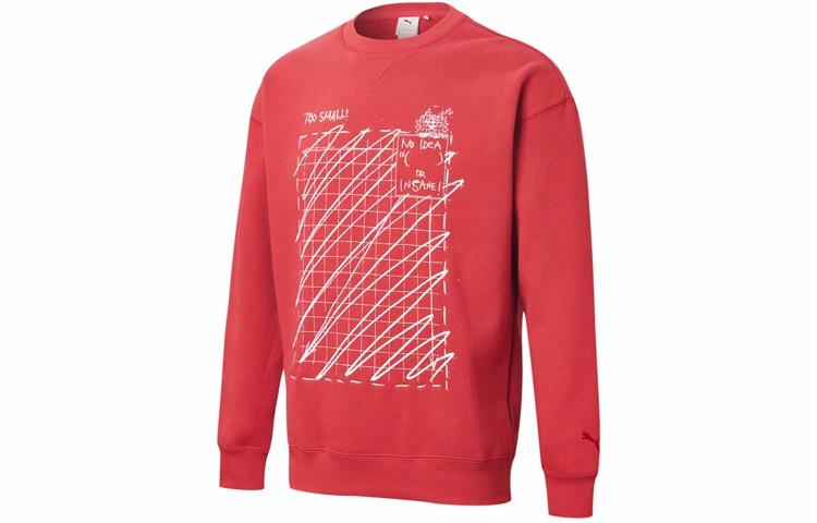 Мужское худи PUMA MICHAEL LAU Graphic Crew Fleece (красное) — фото 1