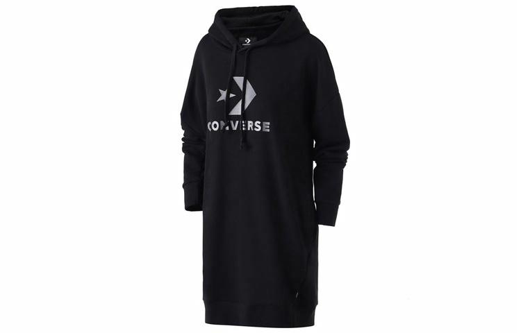 Женское платье-худи Converse Star Chevron Hoodie French Terry Dress (черное) — фото 1