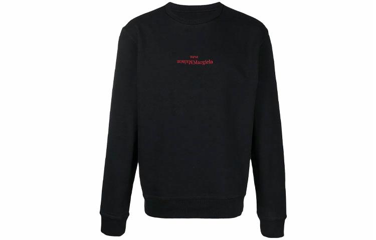 Мужское худи Maison Margiela с вышивкой (черное)