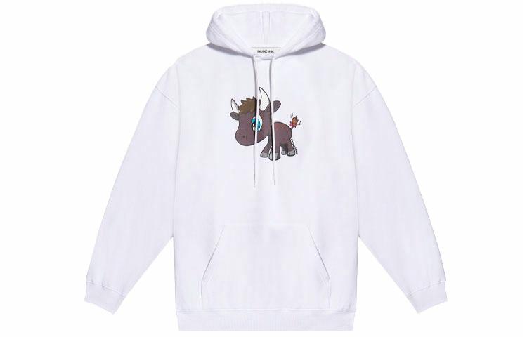 Худи Balenciaga SS21 с мультяшным принтом (белое)