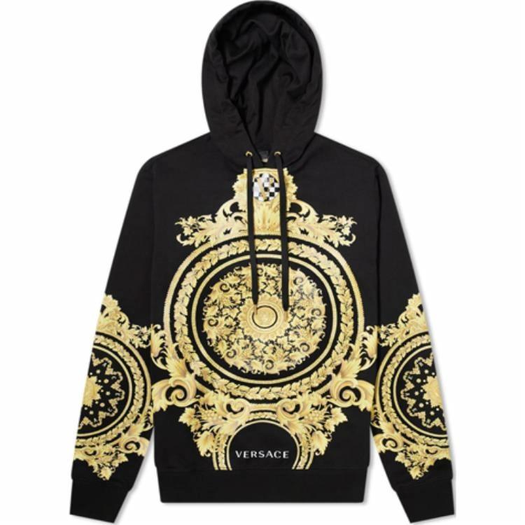 Мужское худи Versace Baroque Hoodie (черное)
