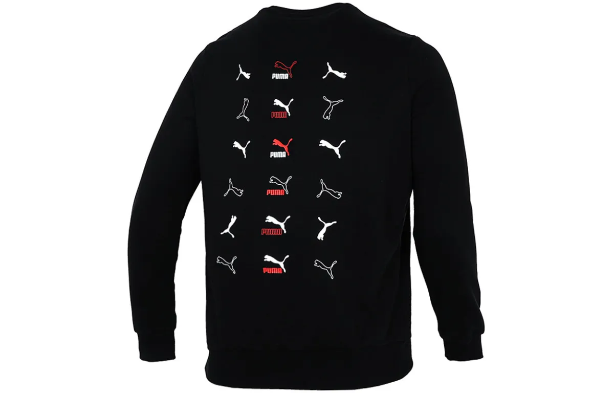 PUMA Sweatshirts Men's Black Crew Neck Moderate Regular