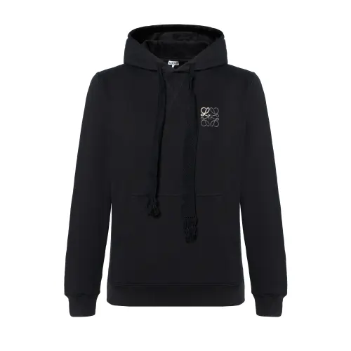 LOEWE Sweatshirts Men's Black Hooded Moderate Regular