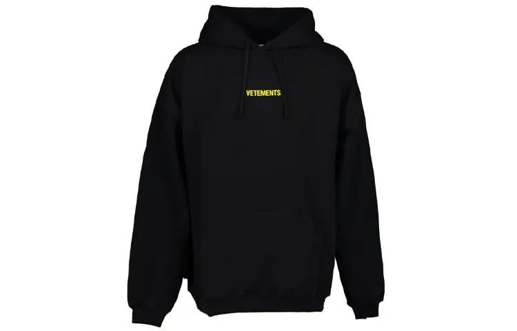 Vetements Sweatshirts Men's Black Hooded Moderate Regular
