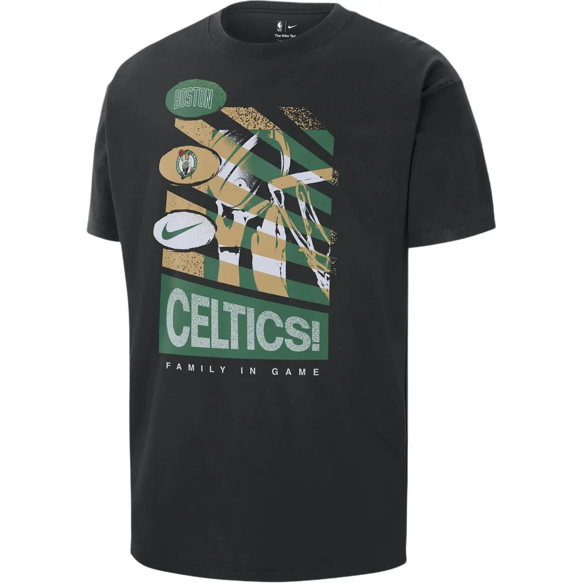 Nike T-Shirts Men's Black Crew Neck Moderate Straight Fit