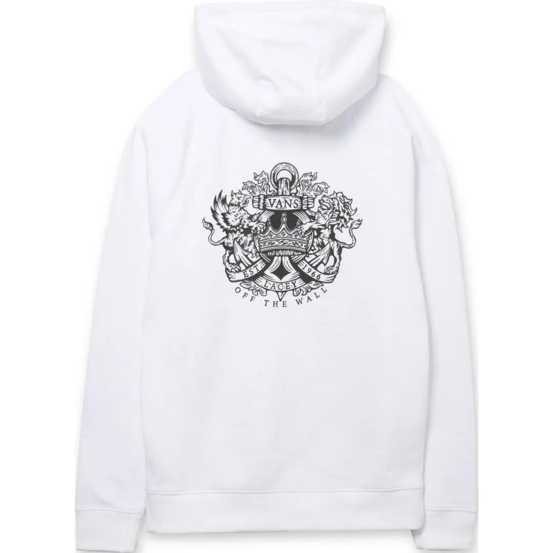 Vans Letter Pattern Fleece Lined Pullover Cleanfit American Casual Versatile Sweatshirt Unisex White