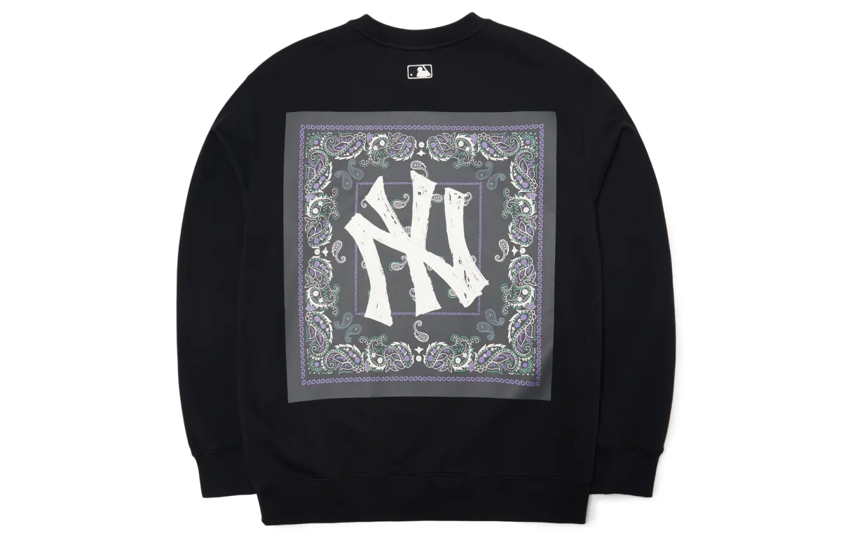 MLB Paisley Sweatshirts Unisex Black Crew Neck Moderate